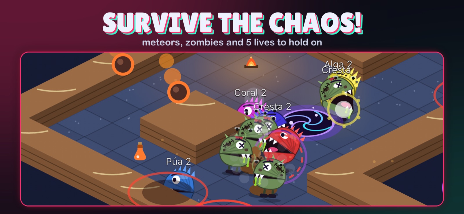 Zombies and meteors in the maze